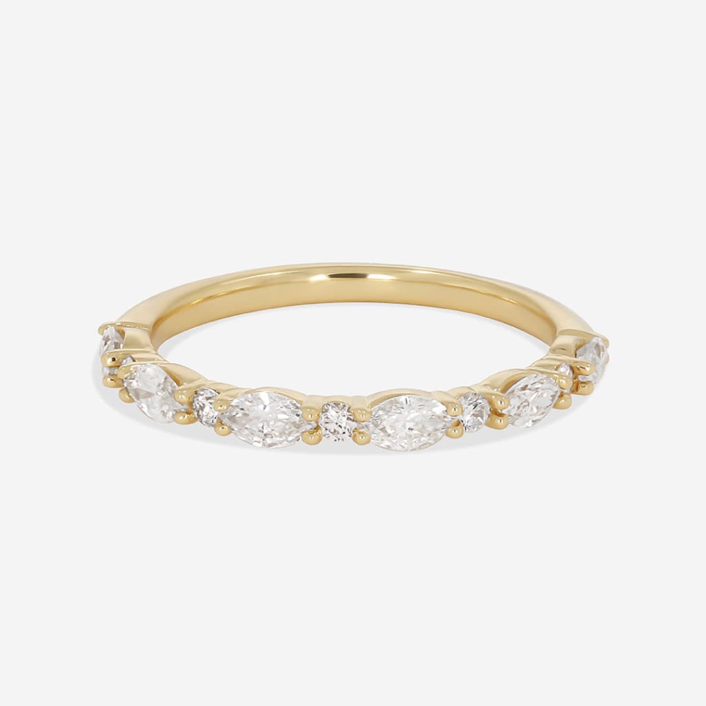 Dreamer marquise & round diamond band on white background