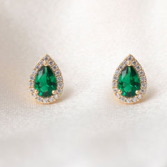 Drop of Colour Earrings Green | 9ct Gold - Earrings