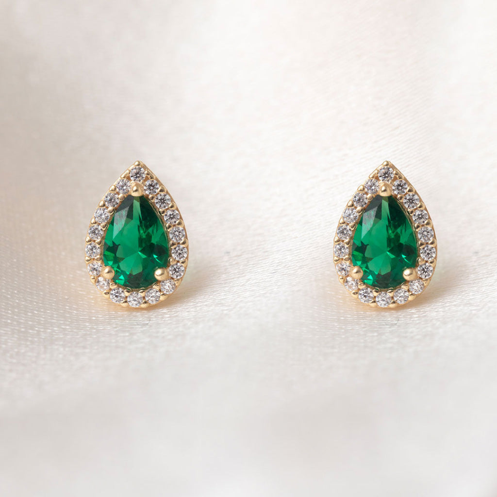 Drop of Colour Earrings Green | 9ct Gold