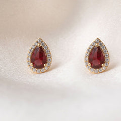 Drop of Colour Earrings Red | 9ct Gold - Earrings