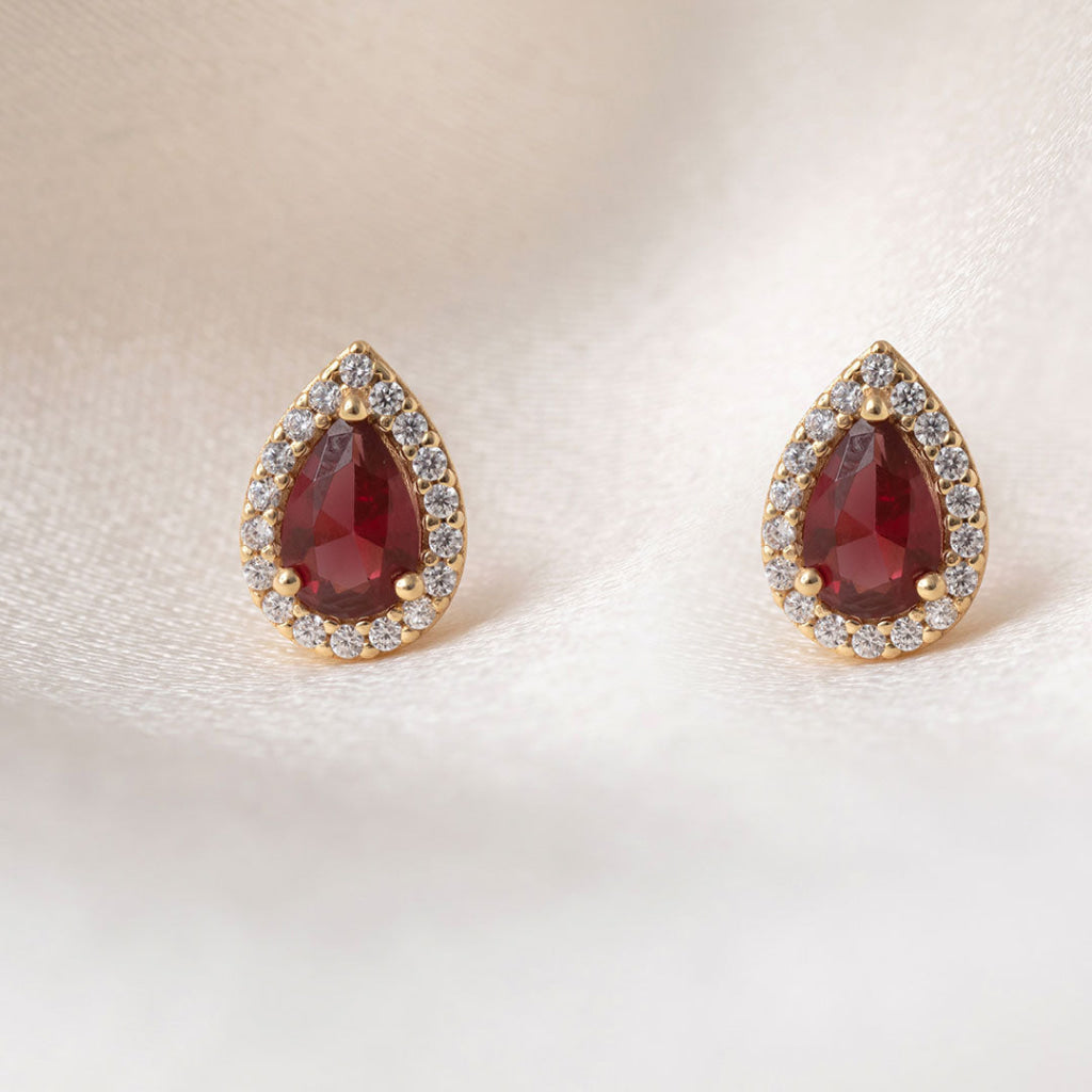 Drop of Colour Earrings Red | 9ct Gold