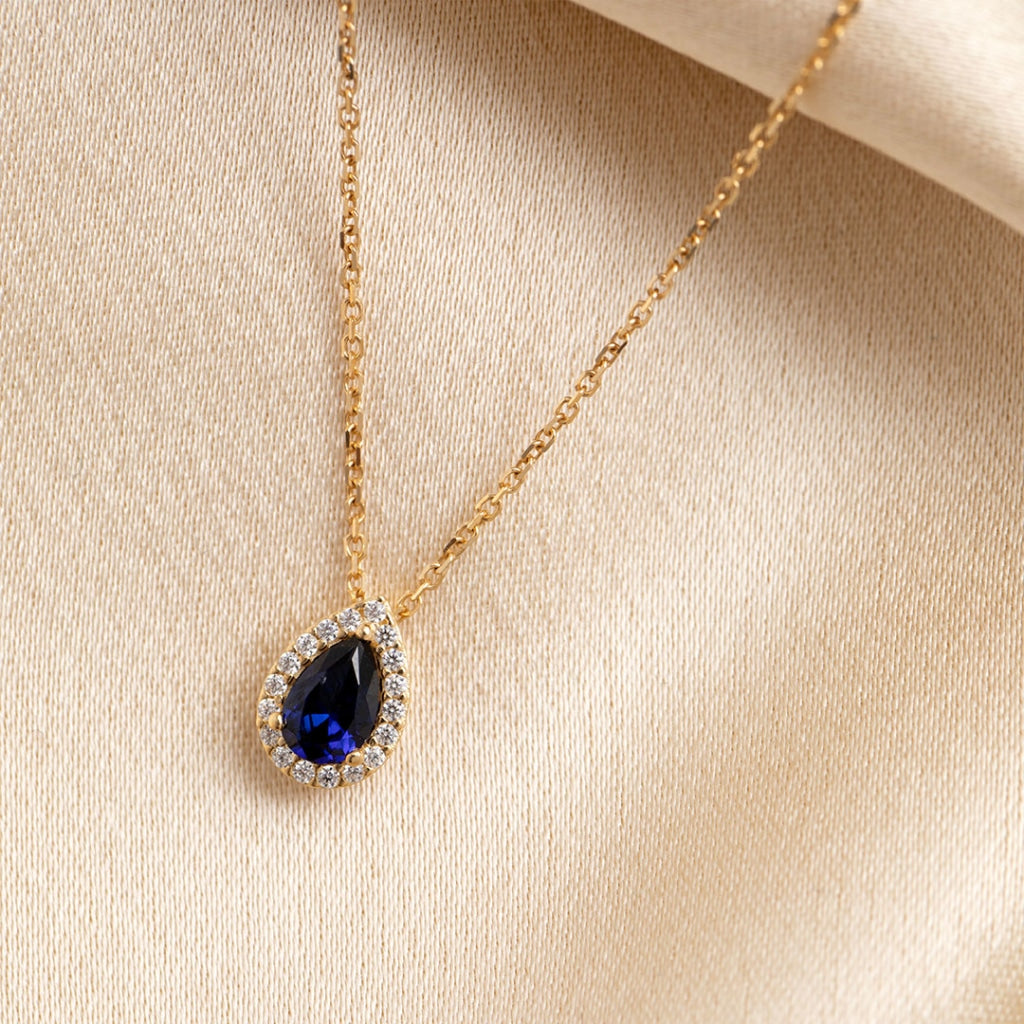 gold zirconia necklace in blue stone 11