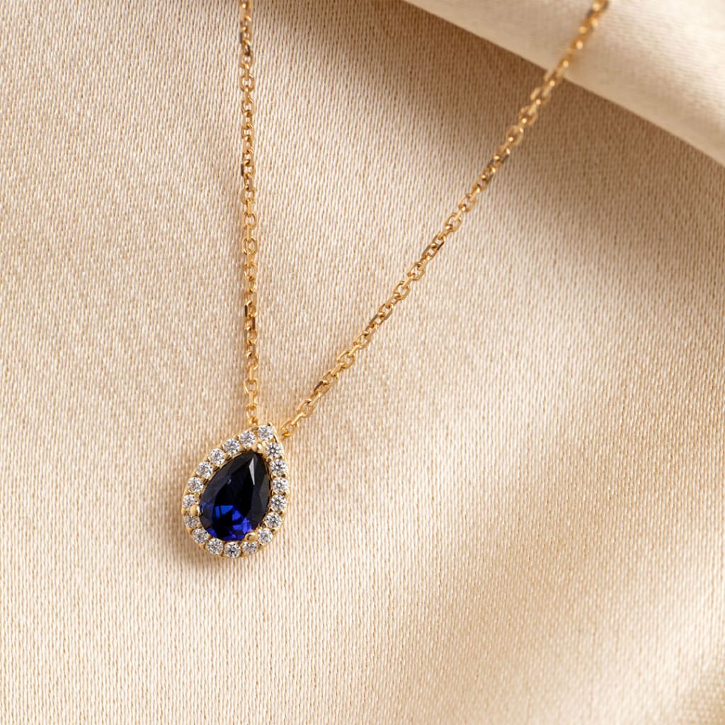 Drop of Colour Necklace Blue |  9ct Gold