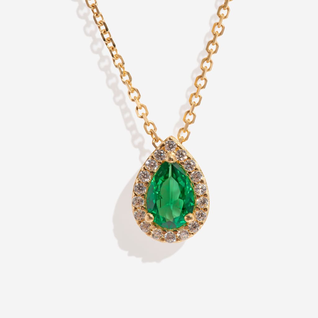 Drop of Colour Necklace Green |  9ct Gold