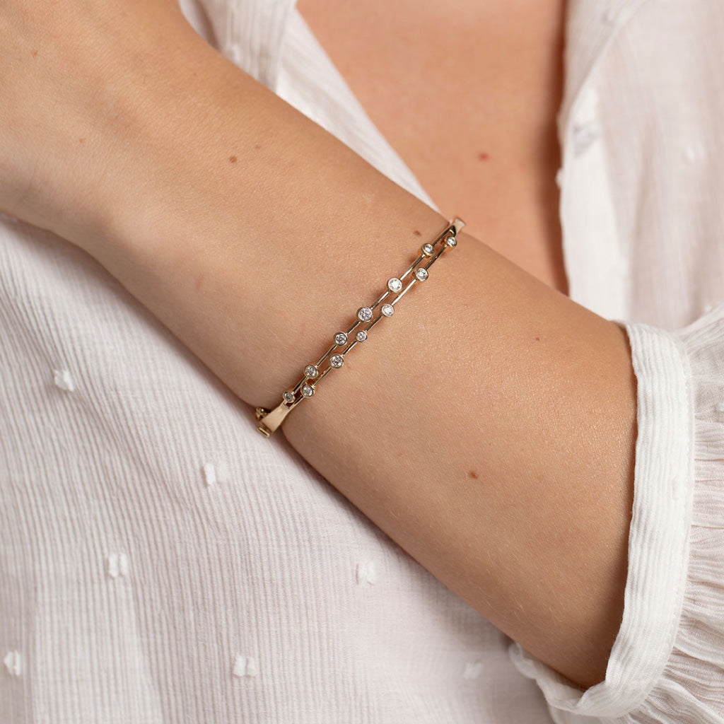 Droplets Natural Diamond Bangle | 9ct Gold