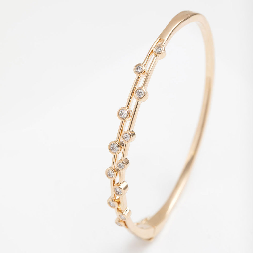 rub over diamond bangle yellow gold