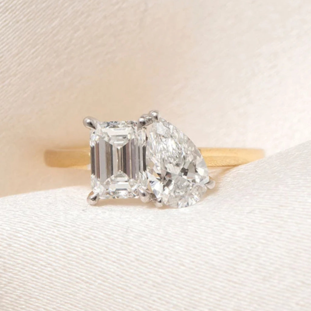 DUET | Emerald Cut & Pear Lab Diamonds Set in 18ct Gold