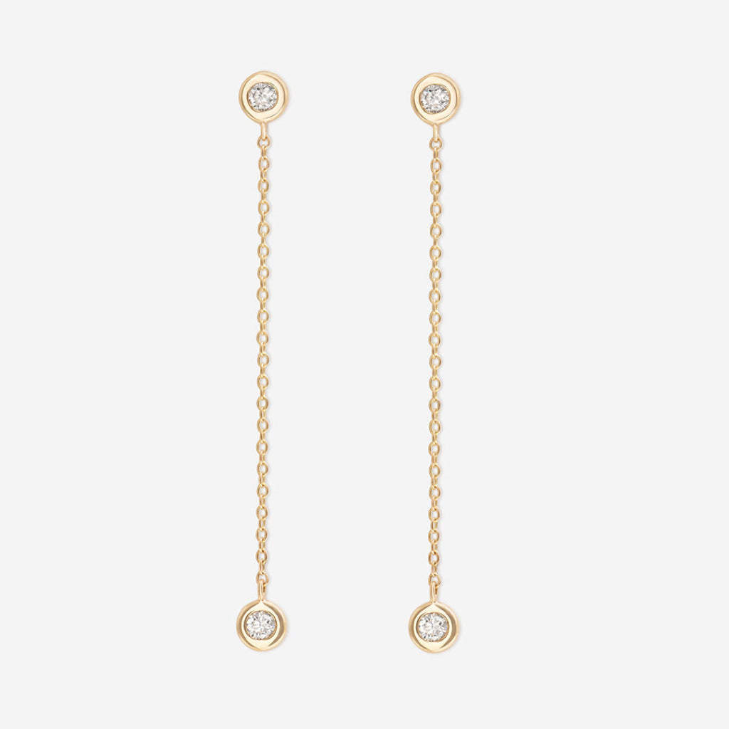 drop diamond earring in yellow gold