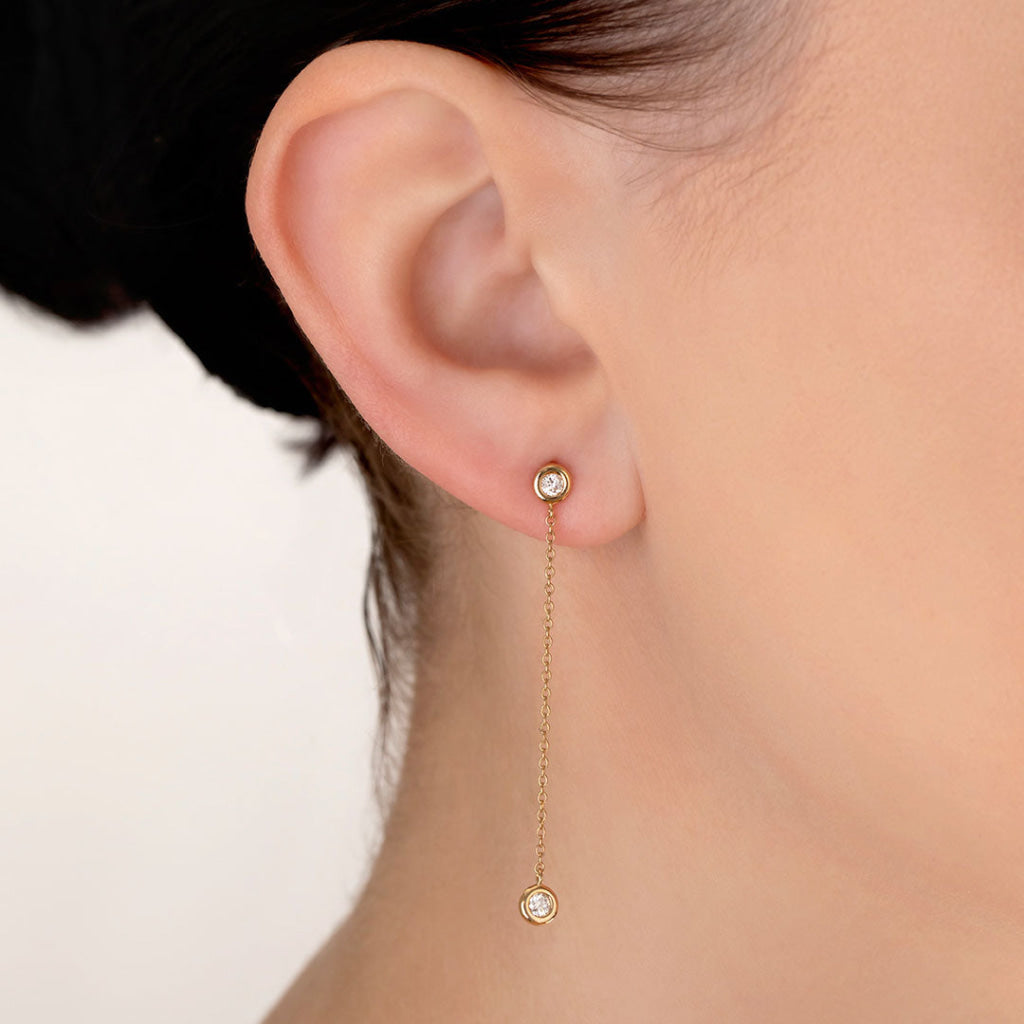 Duple Diamond Drop Earrings | 9ct Gold - Earrings
