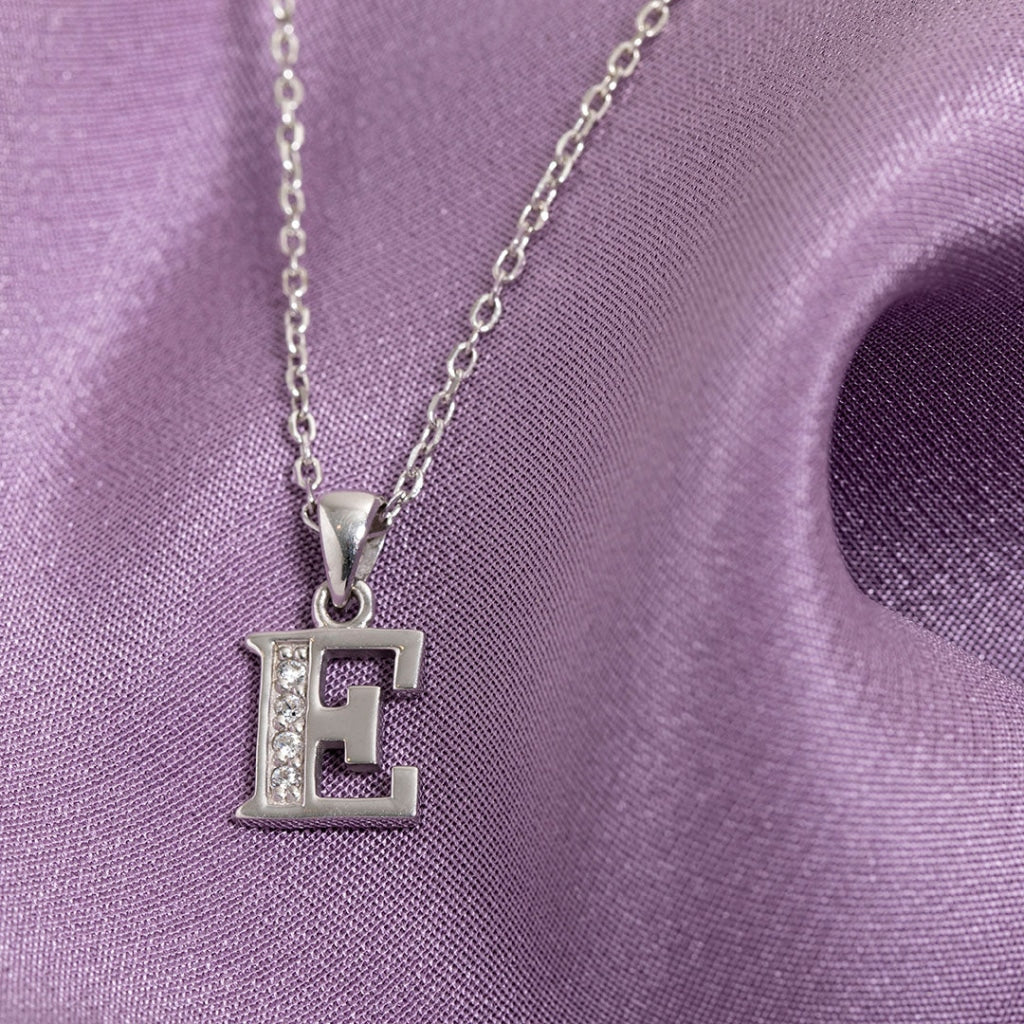 Sterling Silver Initial Necklace | ’E’ Necklace