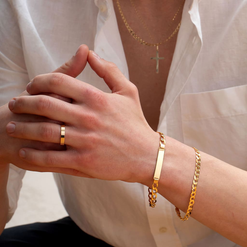 Curb Link Identity Bracelet | 9ct Gold - Bracelet