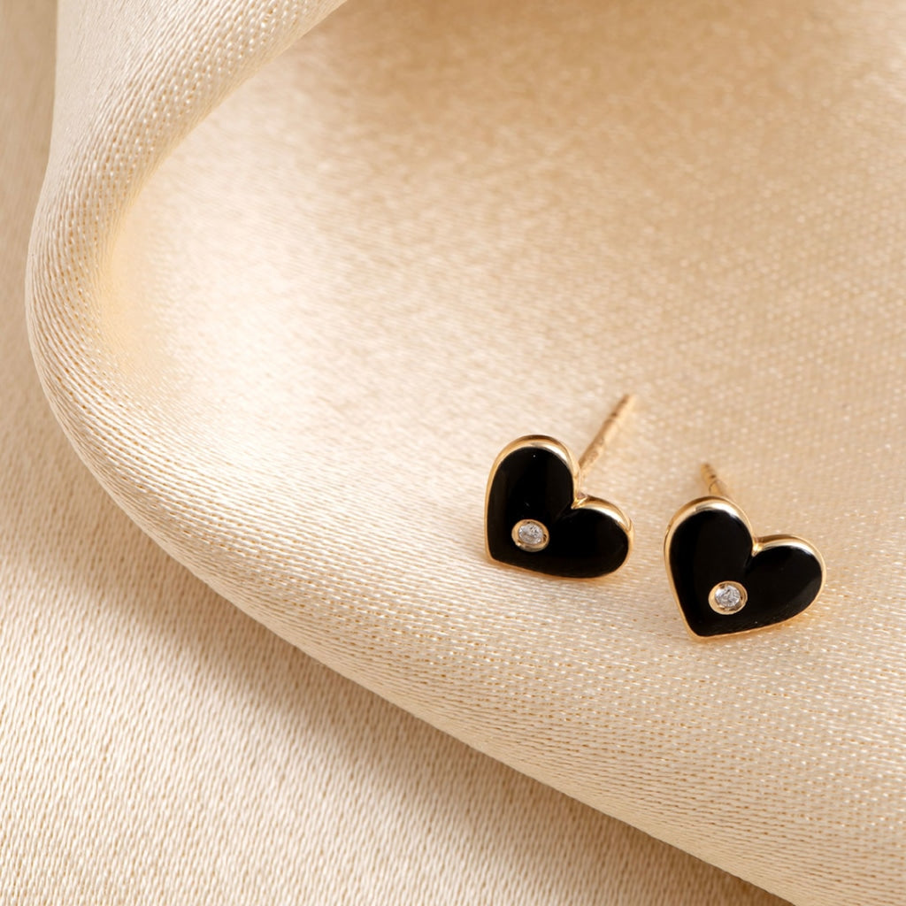 ebony diamond heart earrings