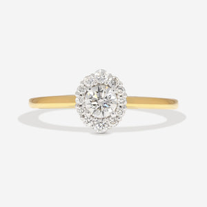 ELARA 0.44ct | Round Halo Natural Diamond Engagement Ring in 18ct Gold