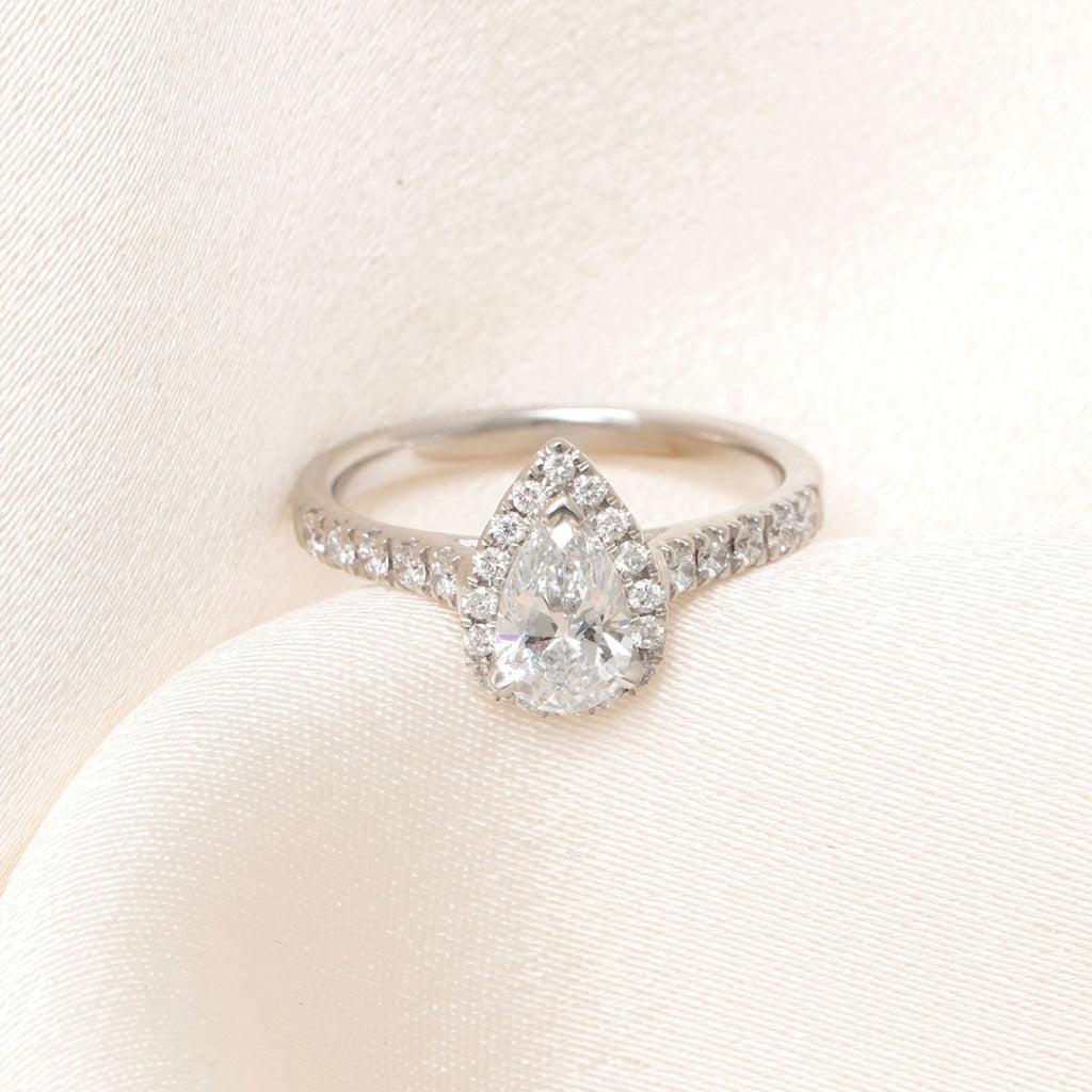 Eleanor | Pear Halo Diamond Set in Platinum 1.00ct - Rings