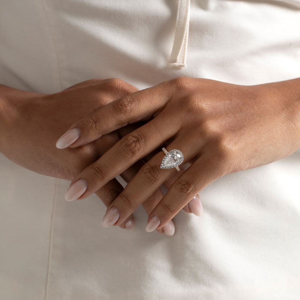 ELEANOR 3.50ct | Pear Halo Lab Grown Diamond Engagement