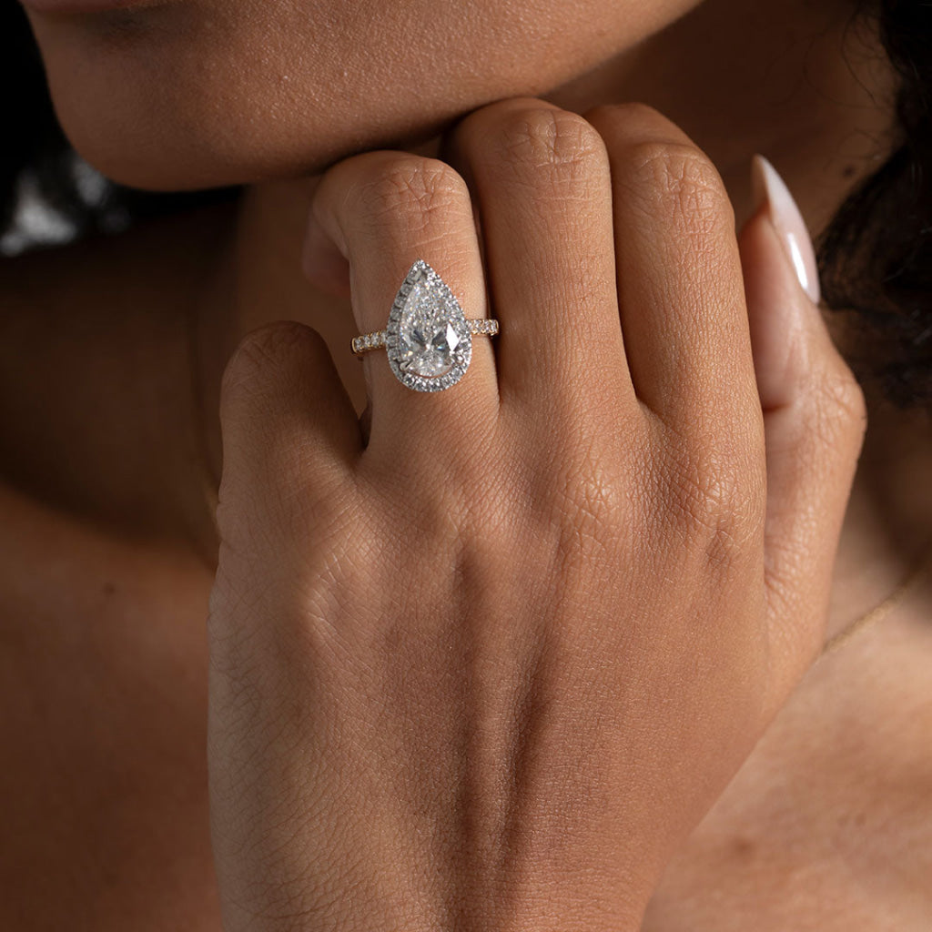 ELEANOR 3.50ct | Pear Halo Lab Grown Diamond Engagement