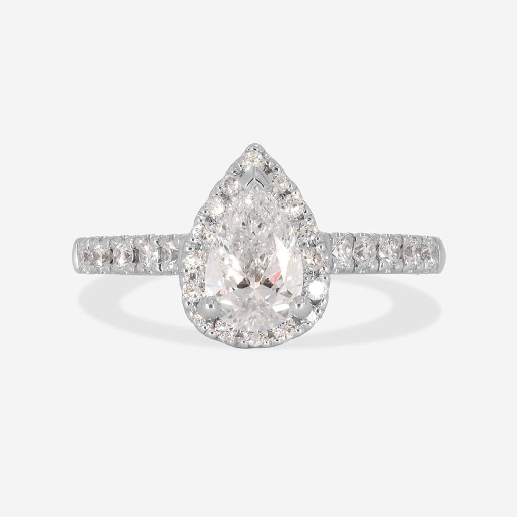 pear cut halo engagement ring