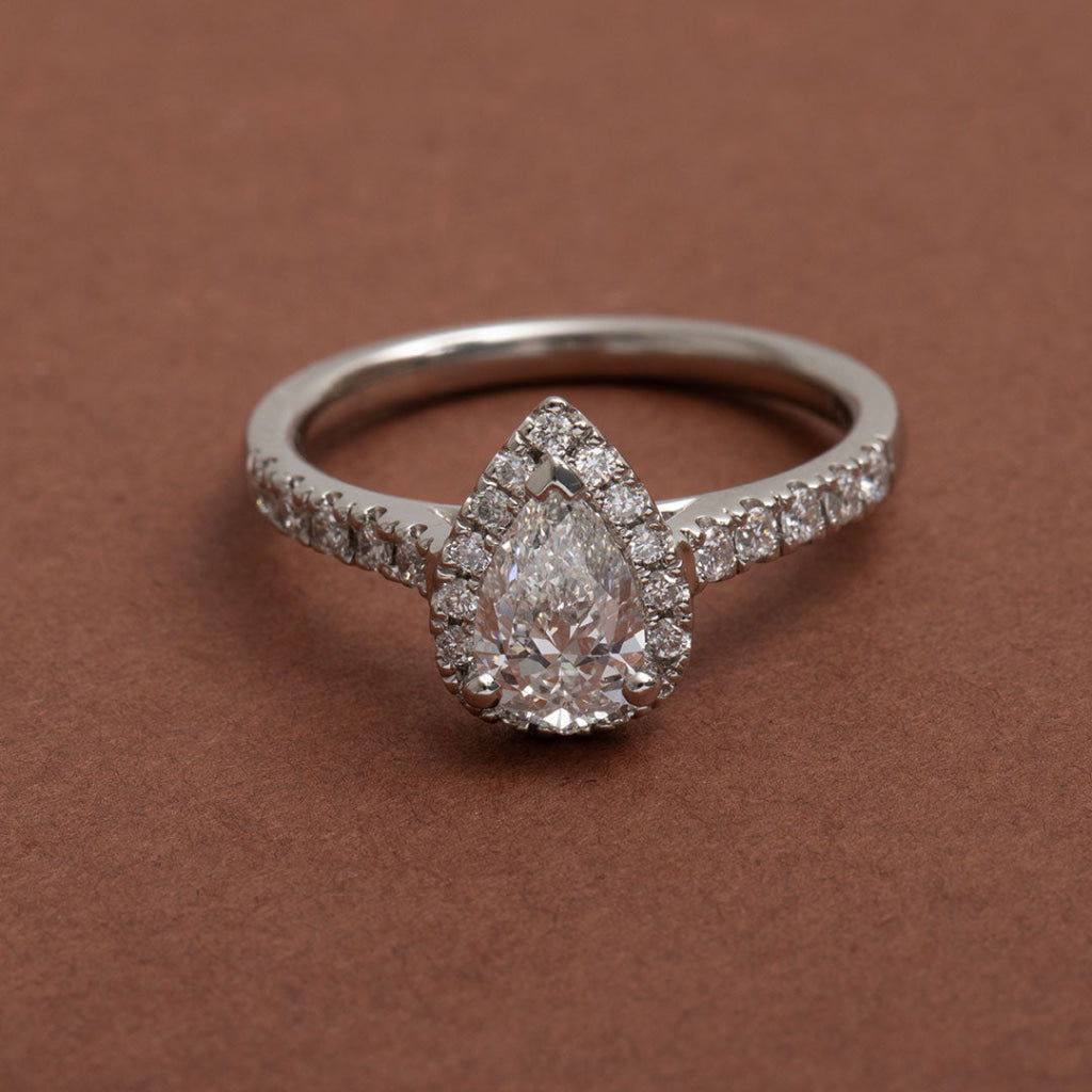 Eleanor | Pear Halo Diamond Set in Platinum 1.00ct - Rings