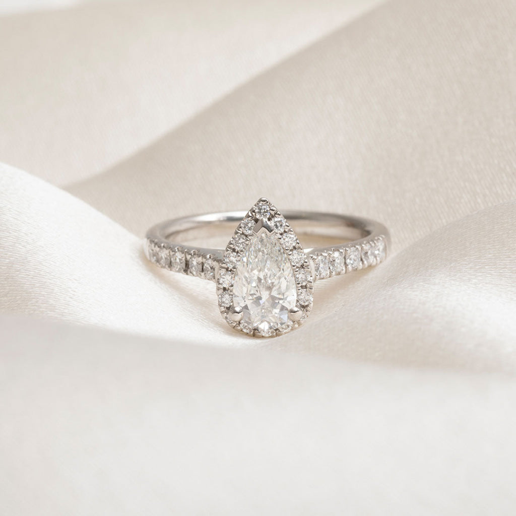 Eleanor | Pear Halo Diamond Set in Platinum 1.00ct - Rings