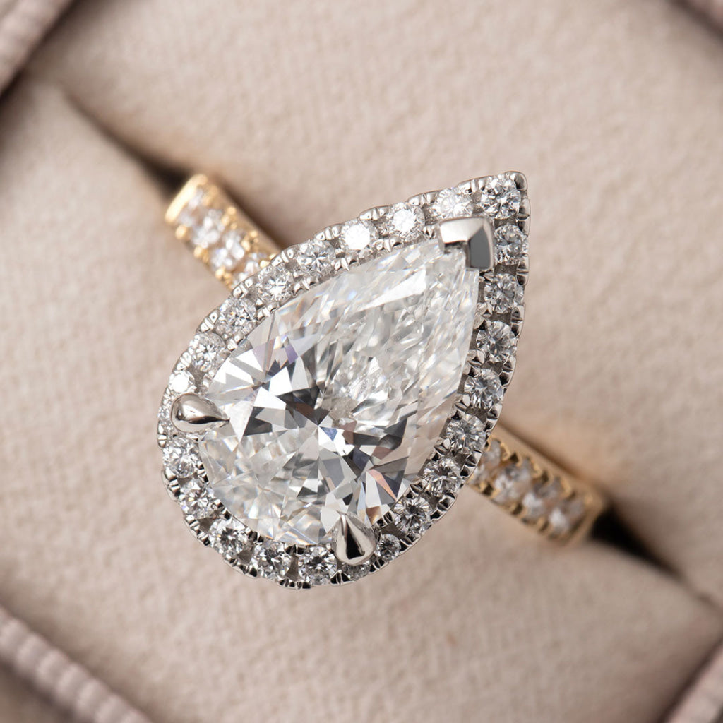 Eleanor | Pear Halo Lab Grown Diamond Engagement Ring