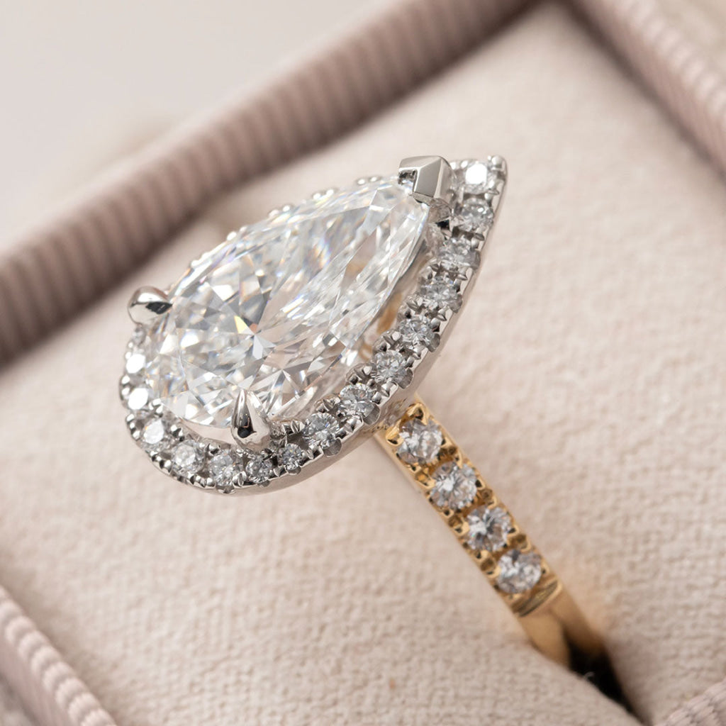 Eleanor | Pear Halo Lab Grown Diamond Engagement Ring