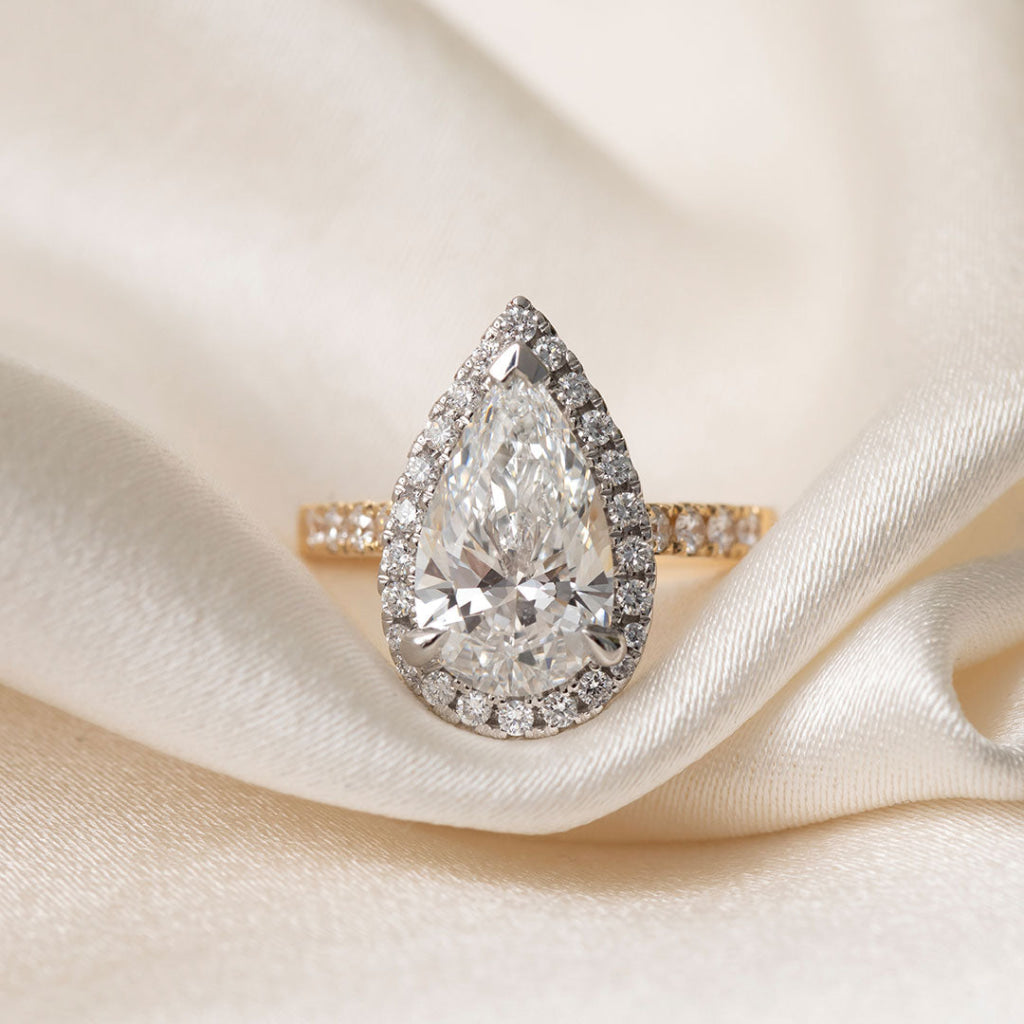 Eleanor | Pear Halo Lab Grown Diamond Engagement Ring