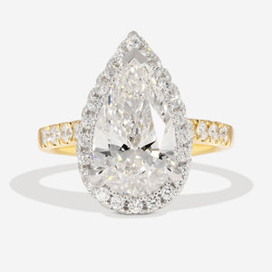 ELEANOR 3.50ct | Pear Halo Lab Grown Diamond Engagement Ring in 18ct Gold