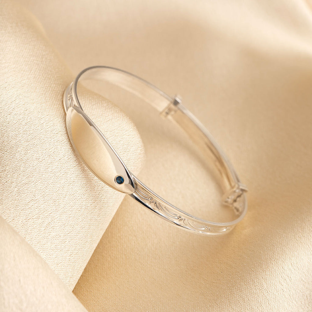 Elegant Blue - Baby Bangle | Free Engraving
