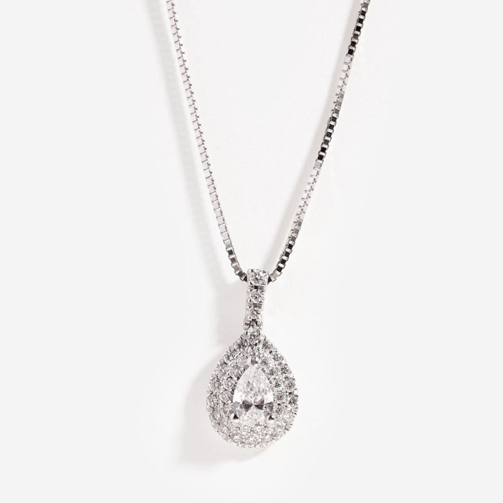 Elegant Pear Diamond Necklace | 18ct White Gold - Necklace