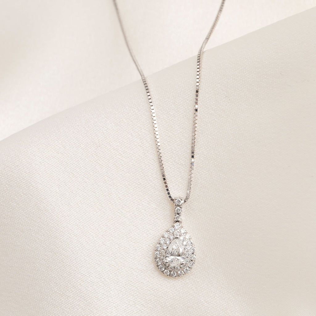 Elegant Pear Diamond Necklace | 18ct White Gold - Necklace