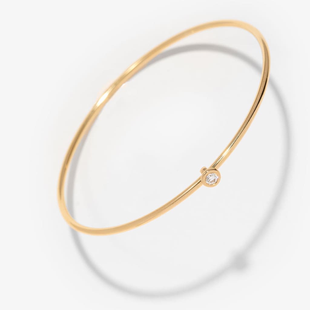 ELLE | Solitaire Diamond Bangle in 18ct Gold