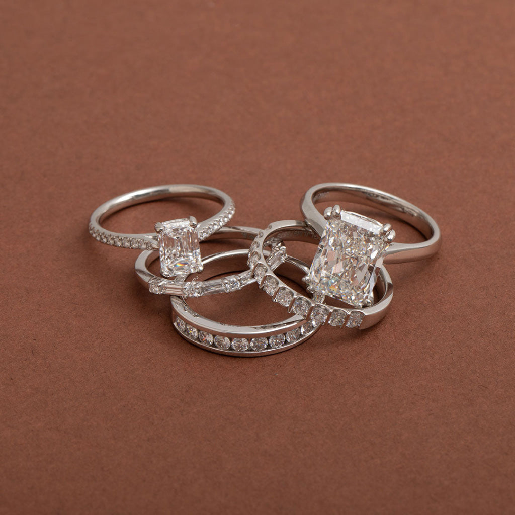 Ellie | Emerald Cut Solitaire Lab Diamond Set in Platinum