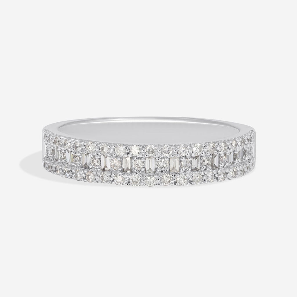 Eloise - Round & Baguette Diamond Eternity Ring in white gold