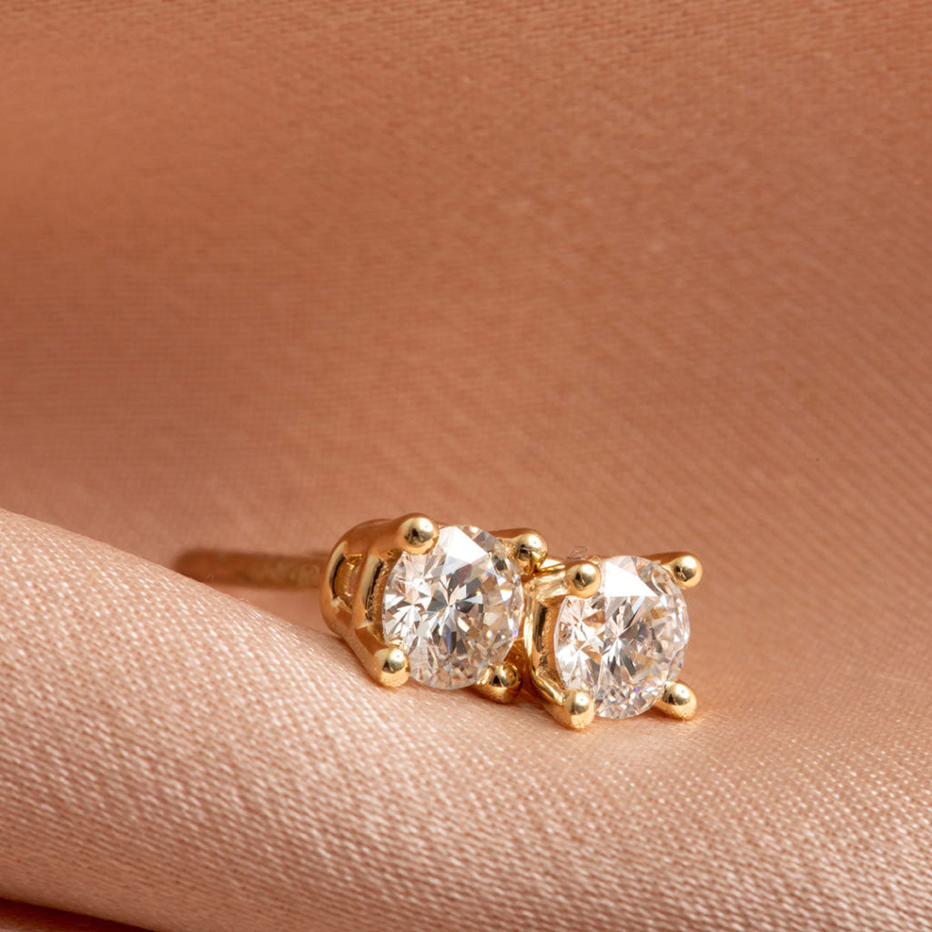 Diamond Earrings.50ct | 9ct Gold side view