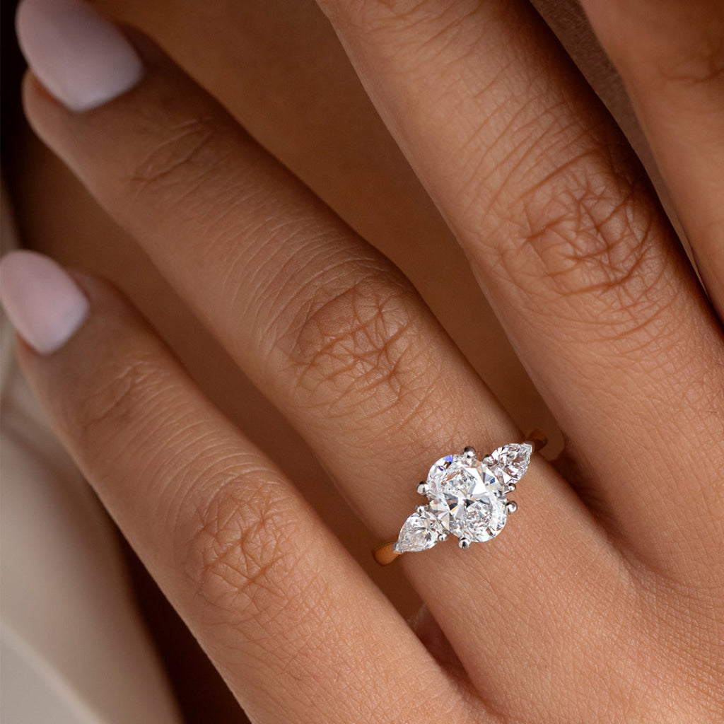 ELYSIAN 2ct | Oval 3-Stone Lab Grown Diamond Engagement Ring in 18ct Gold