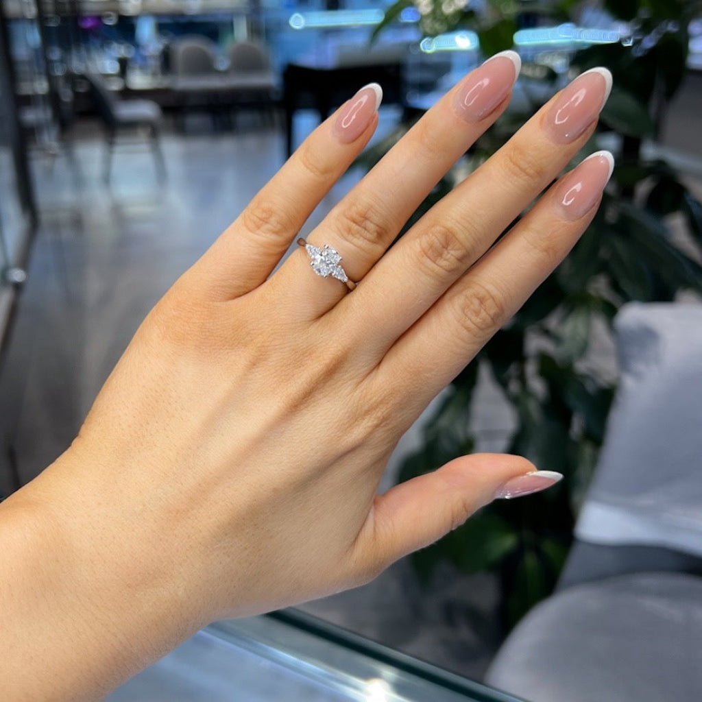 ELYSIAN Platinum | Lab Grown Diamond Engagement Ring - Hand Photo