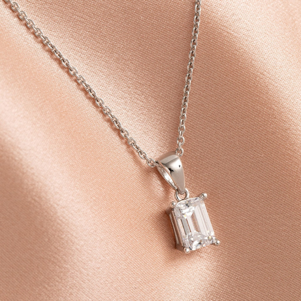 sterling silver emerald cut necklace