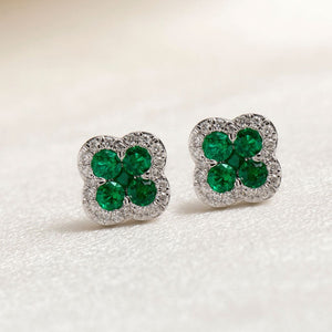 Emerald Palace Diamond Earrings | 18ct White Gold