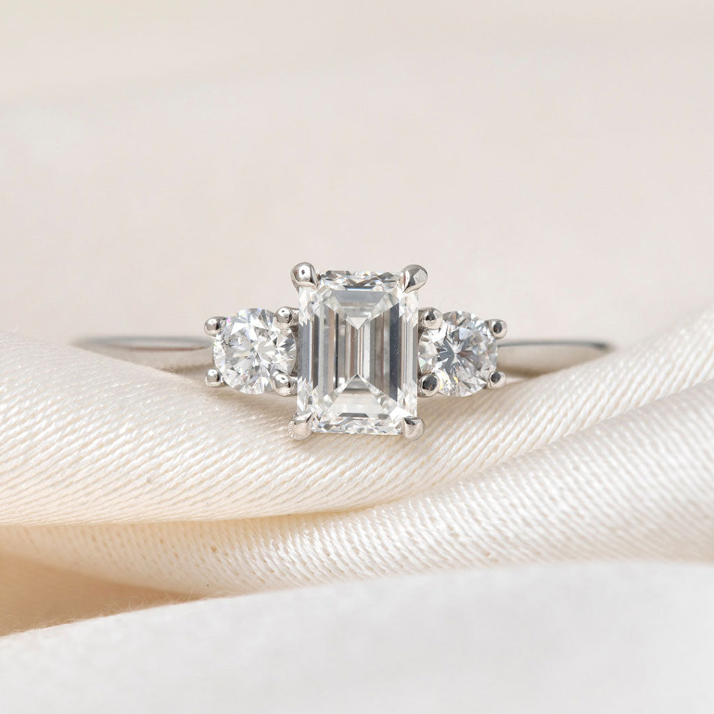 EMILY 0.92ct | Emerald Cut 3-Stone Diamond Engagement Ring