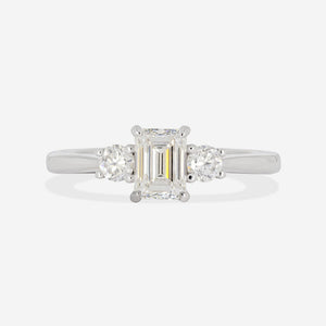 EMILY 0.92ct | Emerald Cut 3-Stone Diamond Engagement Ring in Platinum