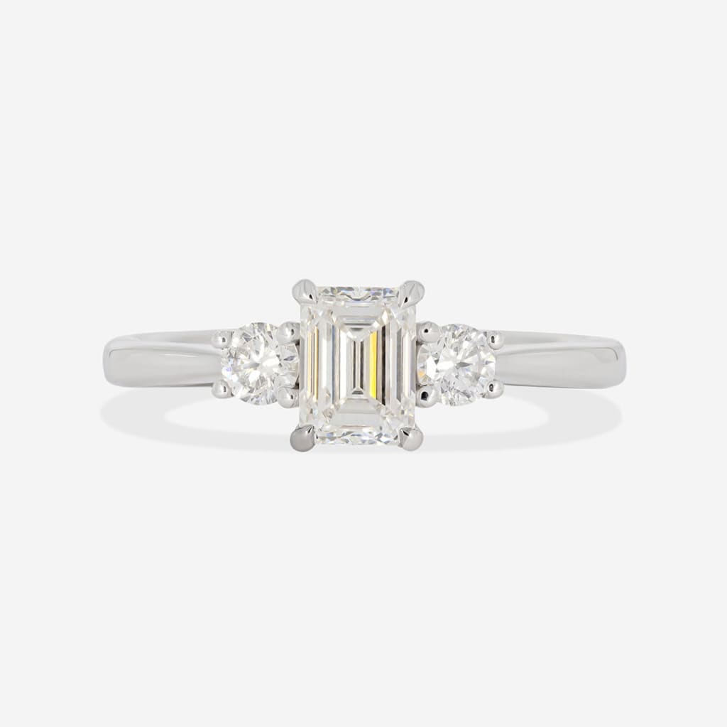 emerald cut natural diamond engagement ring