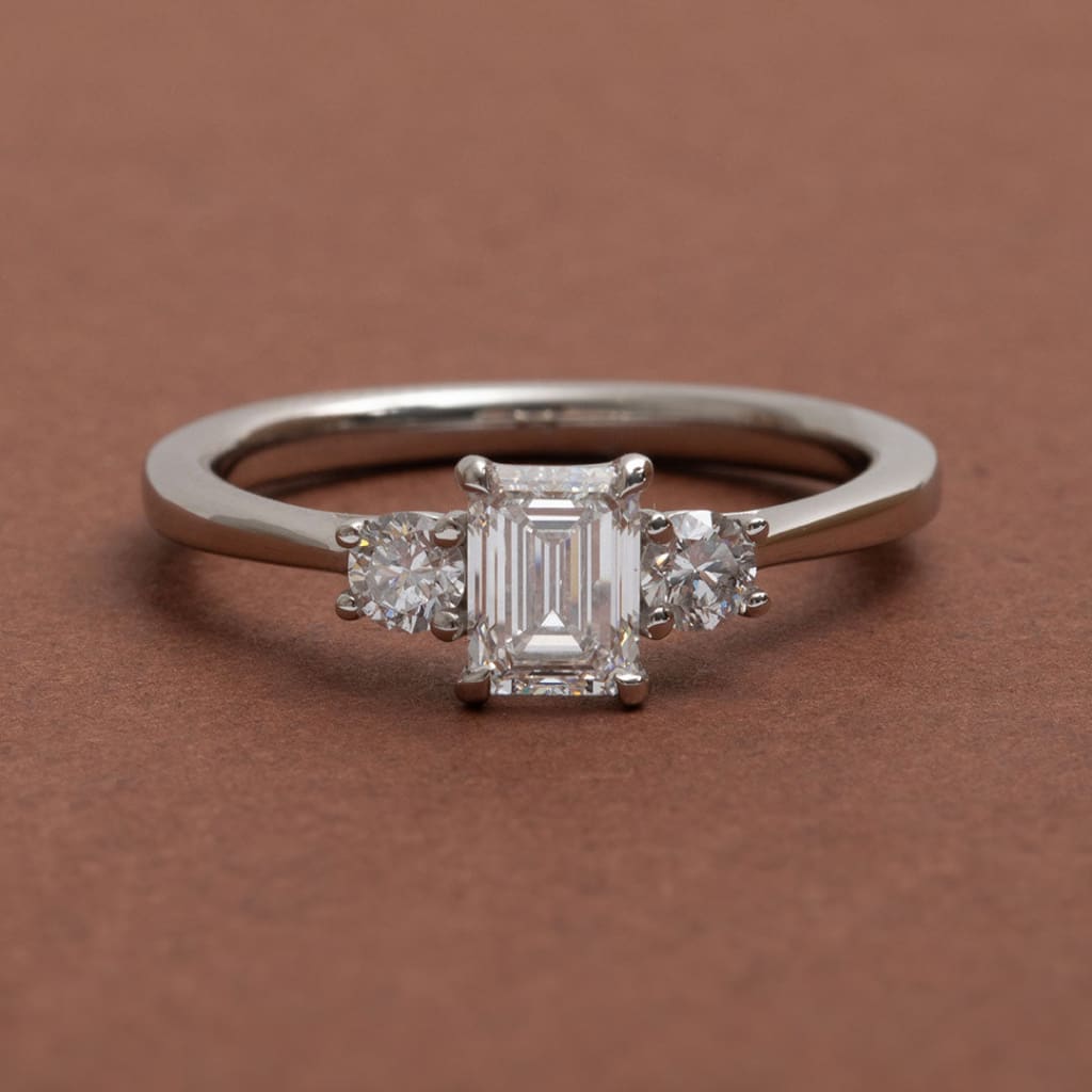 EMILY | Emerald Cut 3-Stone Diamond Set in Platinum 0.92ct