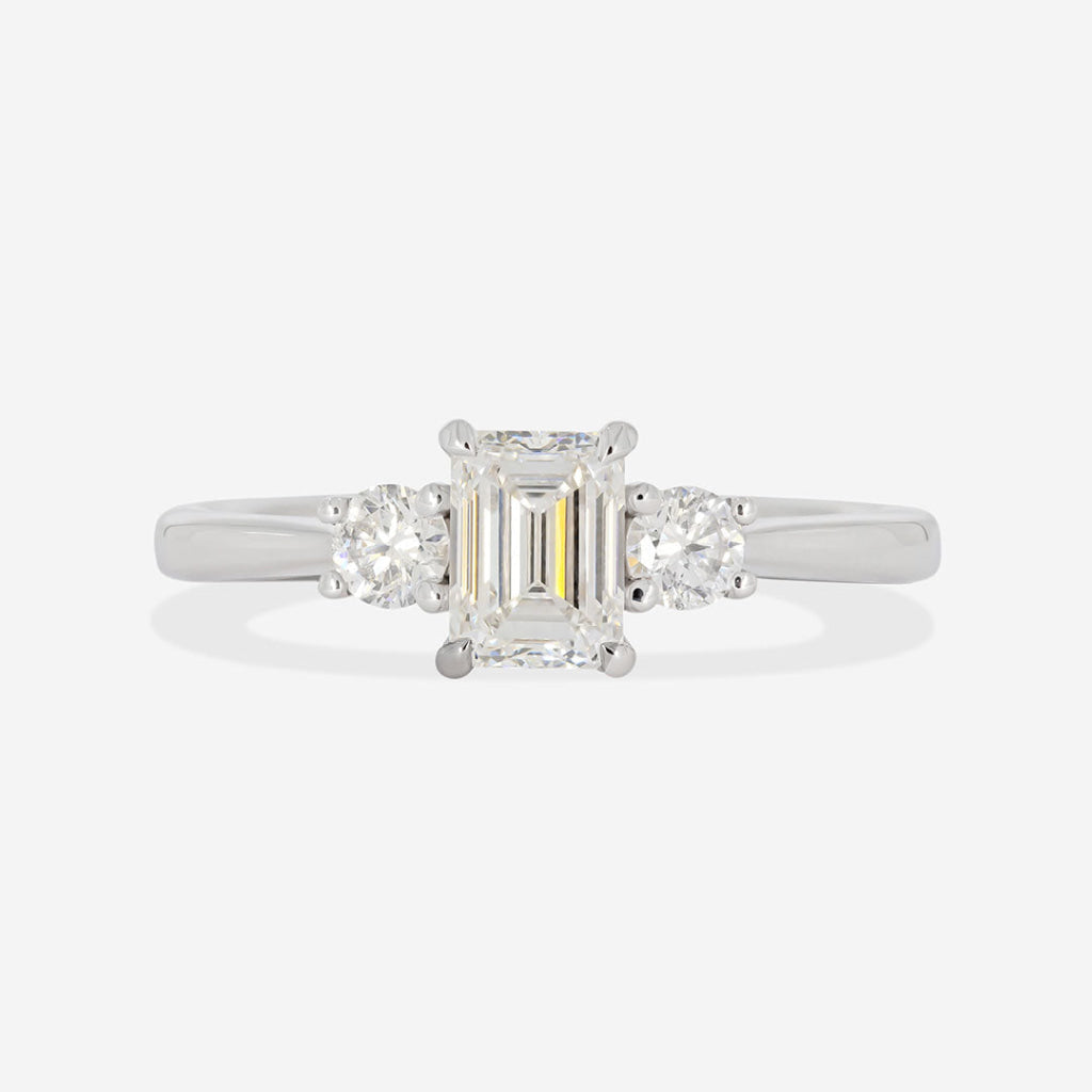 emerald cut natural diamond engagement ring