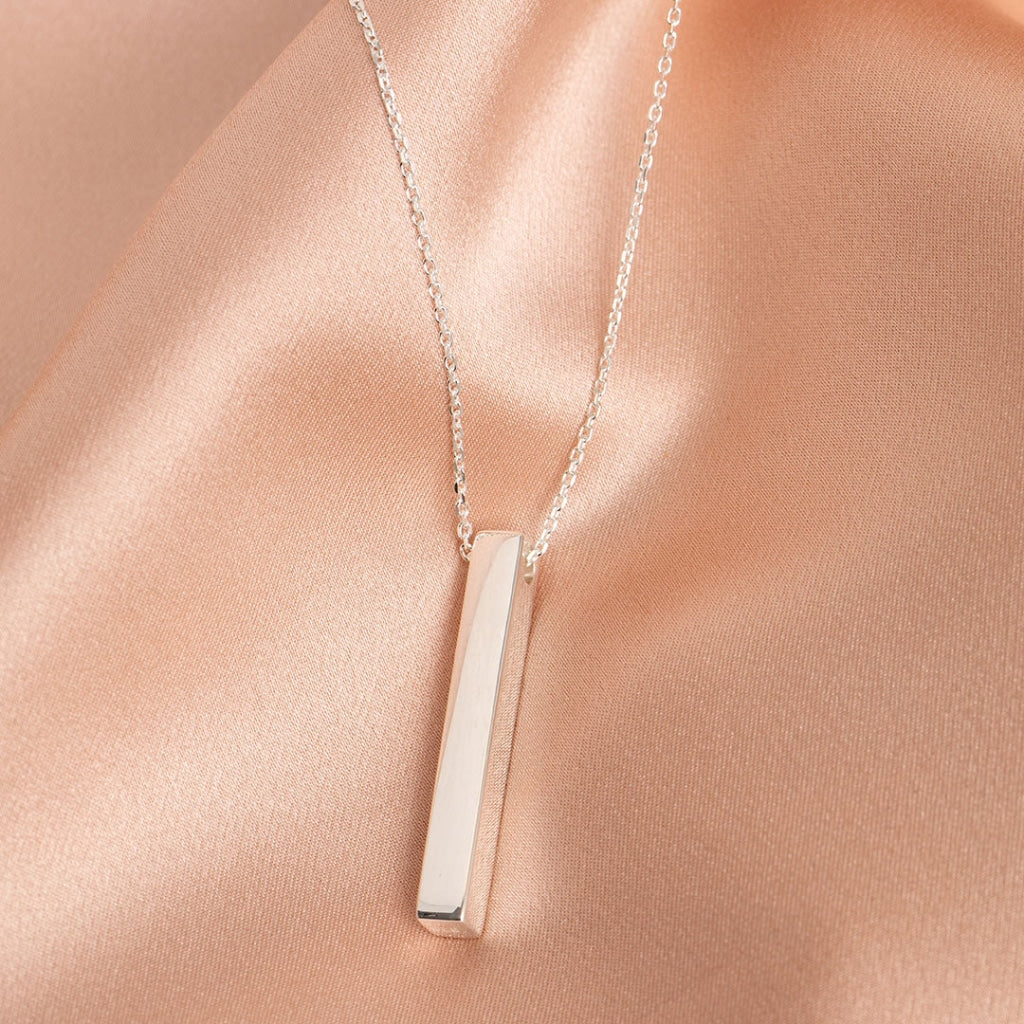 Initial bar necklace on sale silver