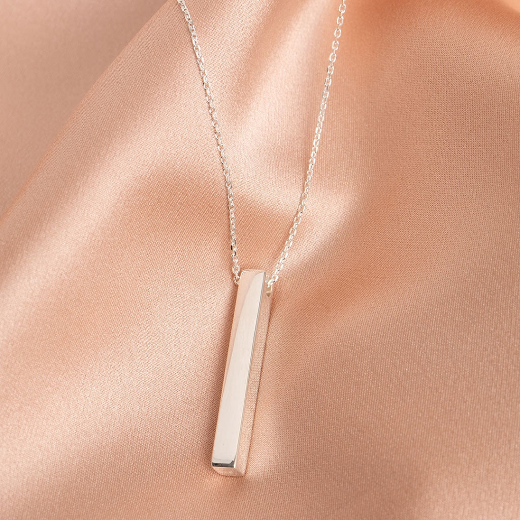 Engravable Drop Bar Necklace | Sterling Silver | Gear Jewellers 