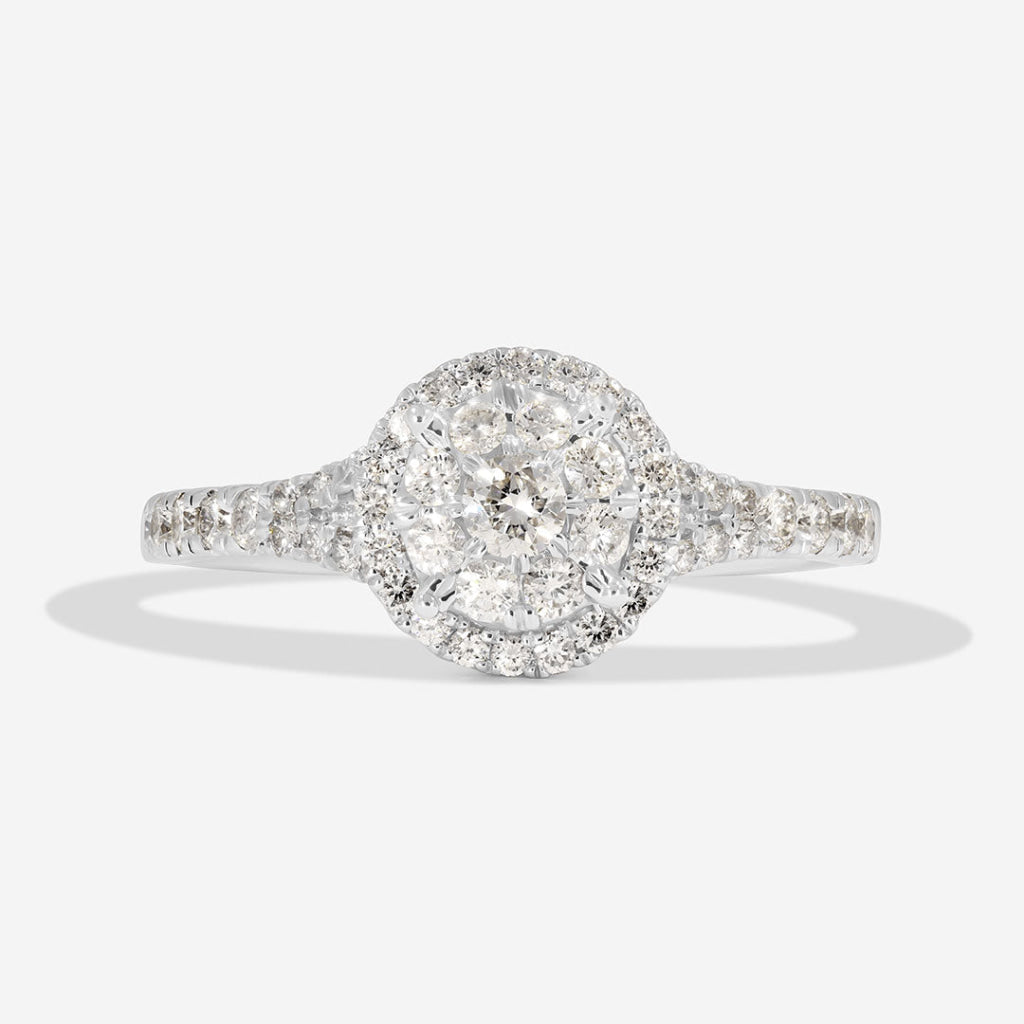 EON 0.50ct | Round Cluster Diamond Engagement Ring in 18ct White Gold