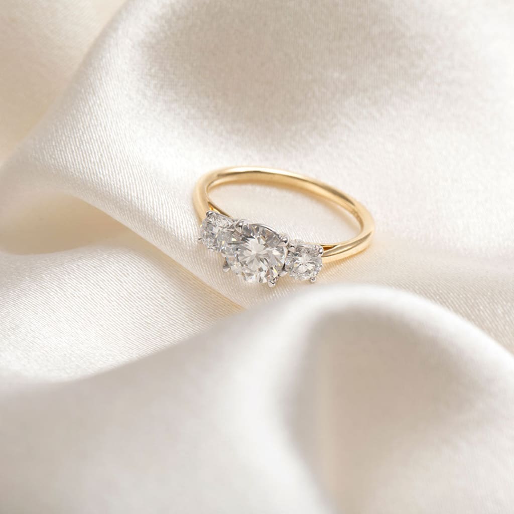 close up of diamond engagement ring