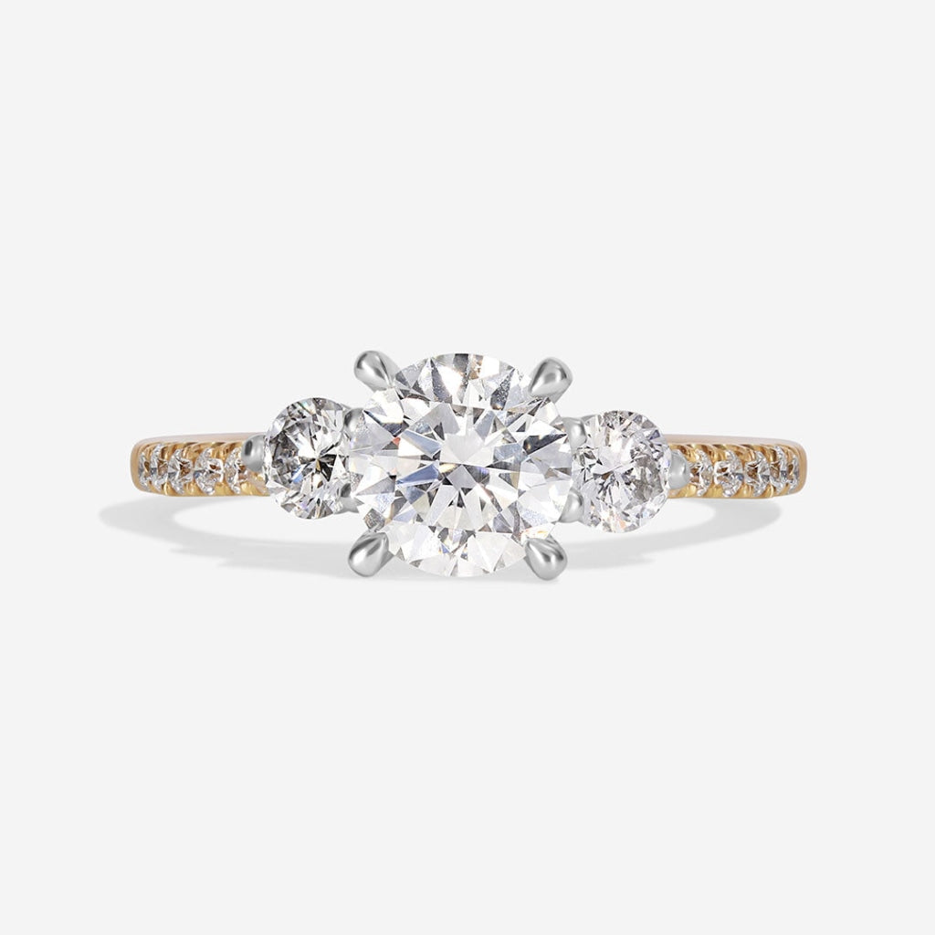 Eros 18ct Gold Three Stone Lab Grown Engagement Ring