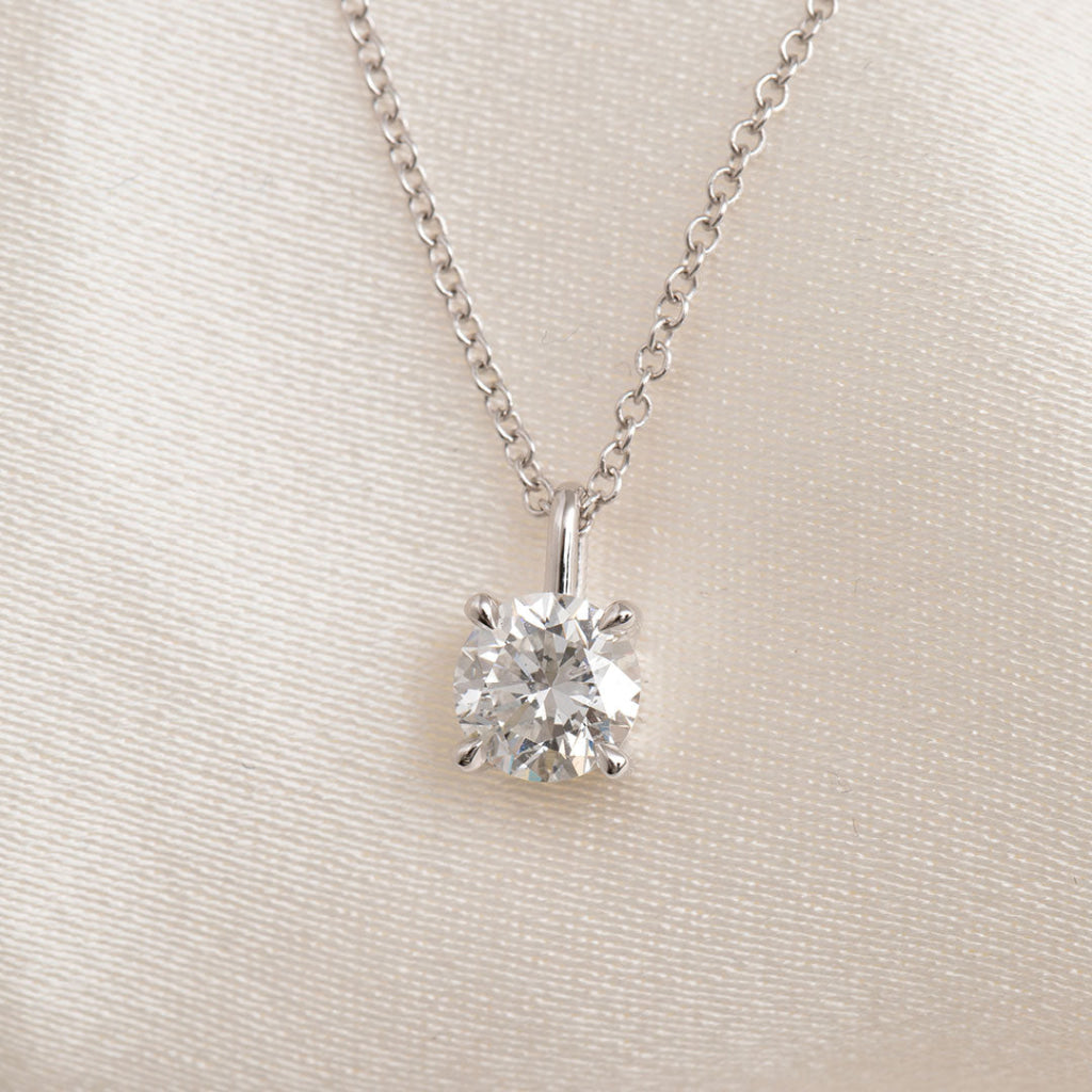 Lab Grown Solitaire Diamond Necklace | 18ct White Gold