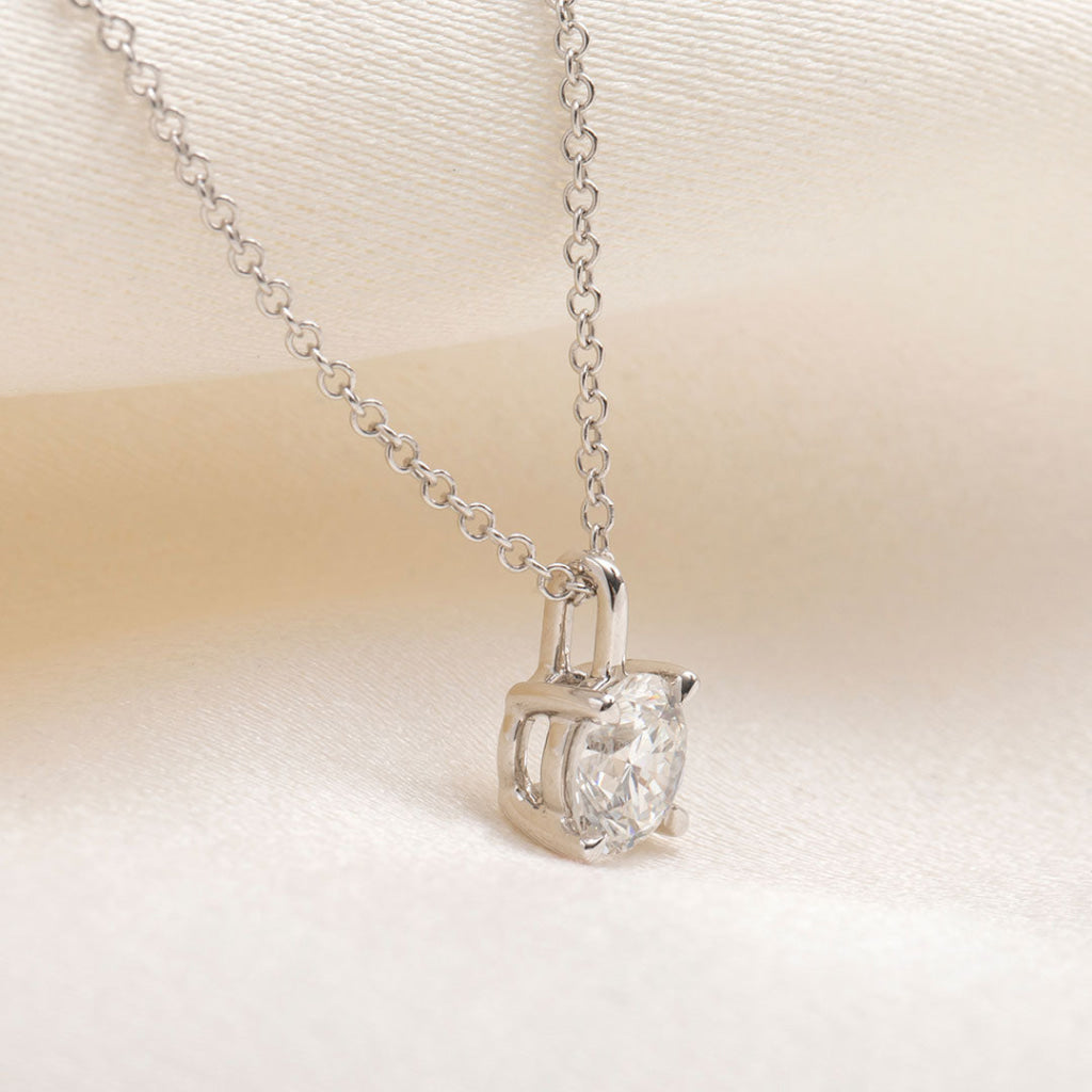 Lab Grown Solitaire Diamond Necklace | 18ct White Gold
